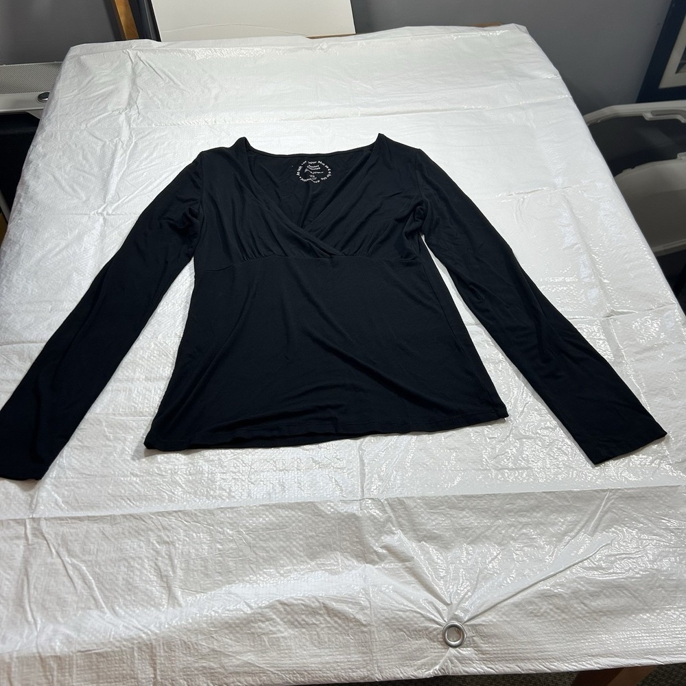 Seraphine Bamboo Essentials Black Surplice Crossover Long Sleeve Top XS